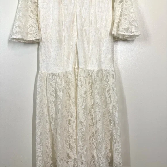 o.p.t. Cream Sheath Lace Dress with Sheer Bell Sleeves *NWT* - Picture 7 of 8